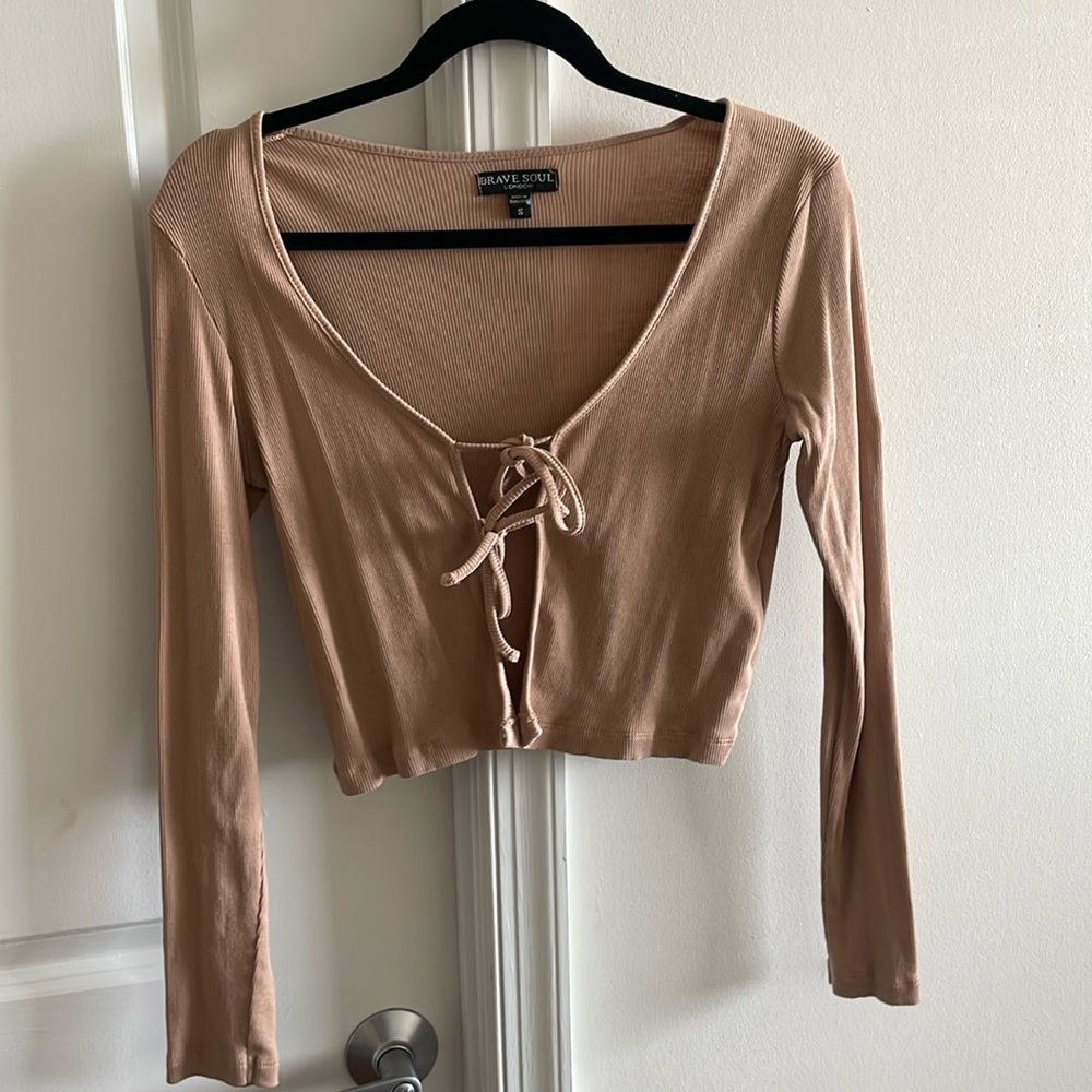 Tie front long sleeve shirt size S